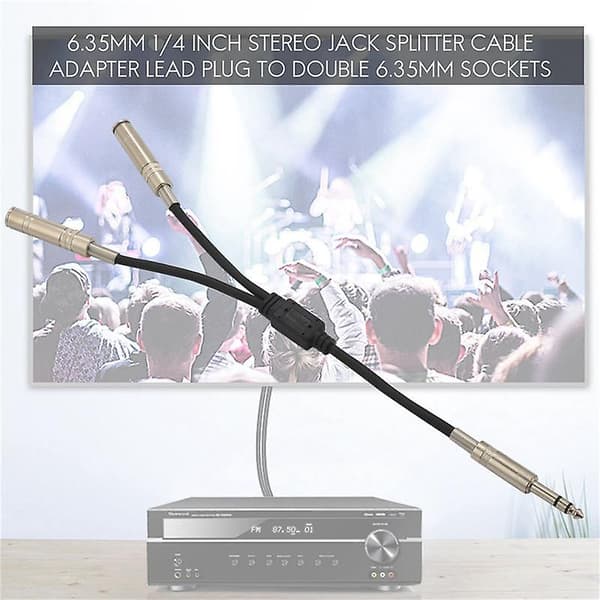 6,35 mm 1/4 tomme stereo jack-splitterkabeladapterkontakt til doble 6,35 mm uttak