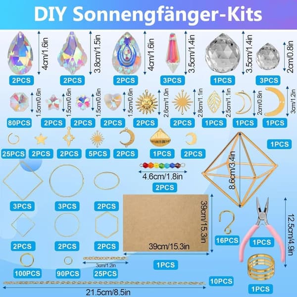 400-pack DIY Material Kit for Suncatcher Crystal Wind Chimes – Hanging Window Decoration, Suitable for Home, Office & Garden Decoration