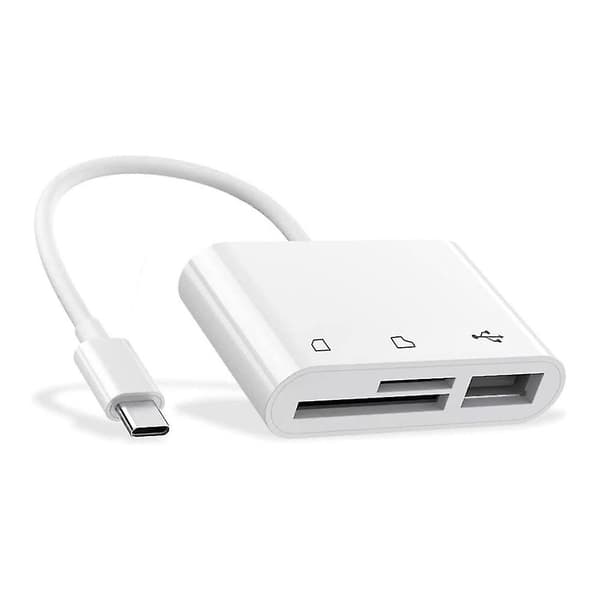 3-i-1 Type-C -usb Sd Tf Telefon Otg Kortlæser Adapter Sd-kortlæser Til Galaxy Tablet, Hvid
