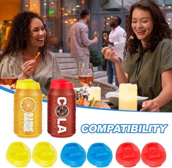 Soda Can Lids, Upgraded Can Covers for Soda Cola Can Lid Round Protectors, Reusable Plastic Can Spill Proof or Protector For Fit (6pcs)