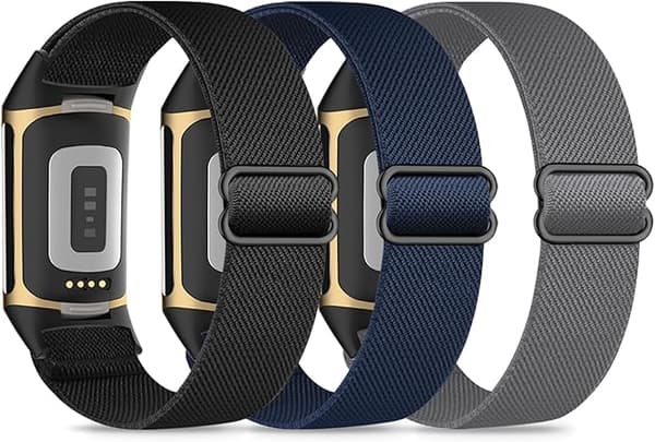 3 Elastiske Armbånd, Kompatible med Fitbit Charge 5/Fitbit Charge 6 Armbånd til Mænd og Kvinder, Åndbare og Justerbare