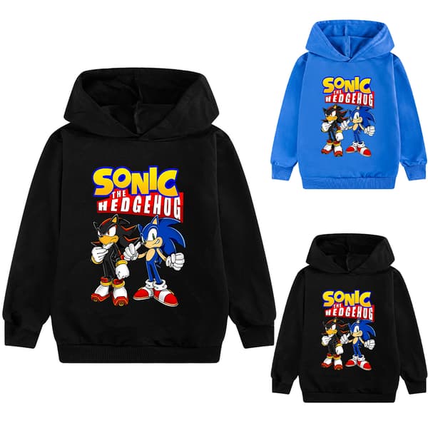 Sonic Mode Tegneserieprint Hættetrøje Sød Trøje til Børn Drenge S sort sort black 150cm