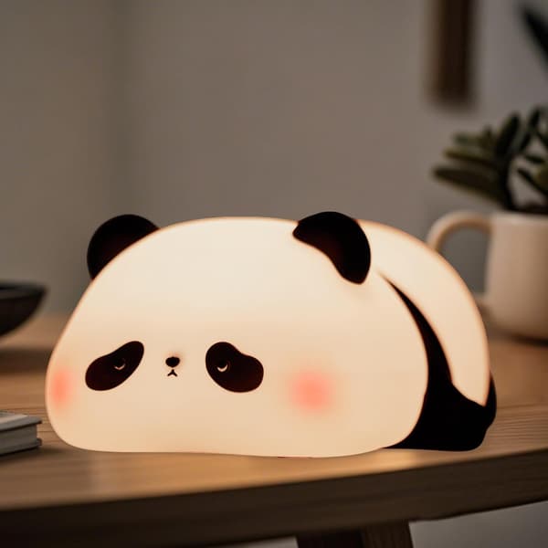 Sød panda-natlampe, blød silikone-børnelampe, natlampe til børneværelset, dæmpbar/timer, soveværelsesdekoration