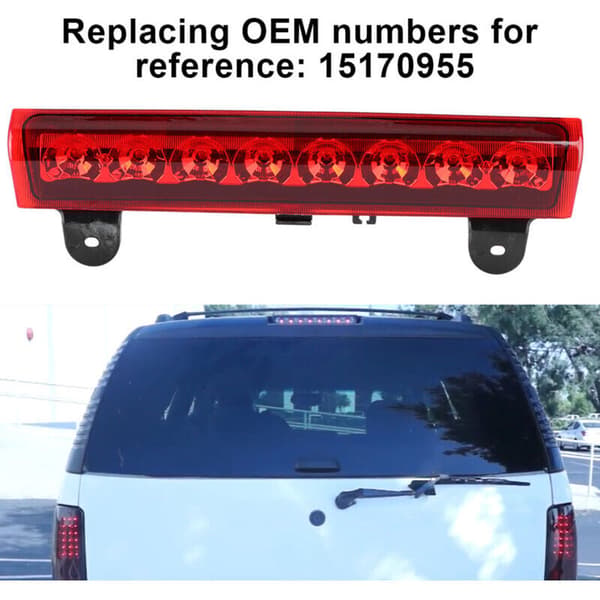 LED Third Brake Light 15170955 Compatible with Chevrolet Tahoe 2000-2006, Red