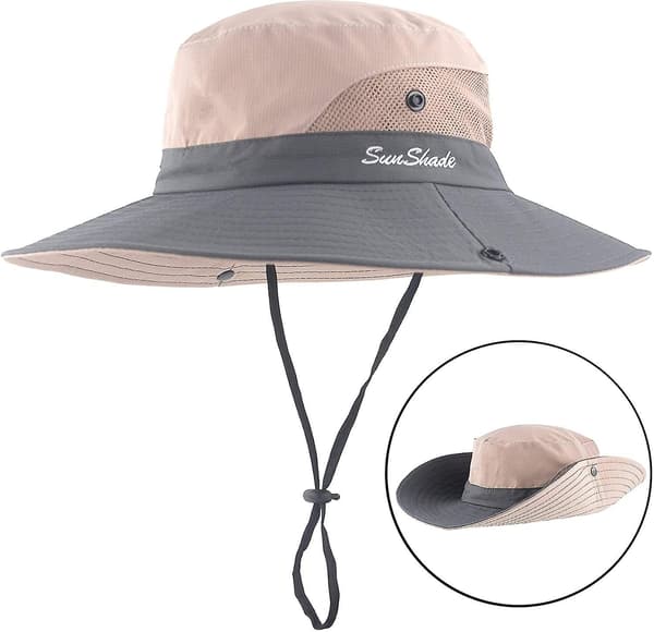 Dame sommer mesh bred skygge sol UV-beskyttelseshat med hestehalehul