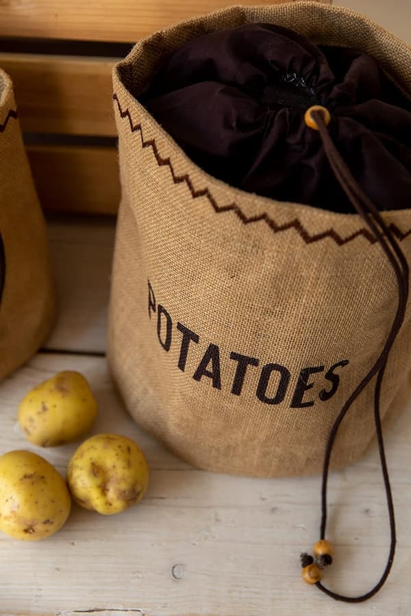 Jutepåsar med dragsko för grönsaksförvaring - Perfekt för potatis, vitlök, lök, bröd och morötter