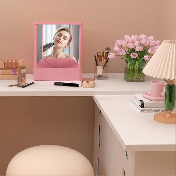 Non-reversing mirror True image reflection Stable base Mirror gift Compatible with women Whit White Large Size