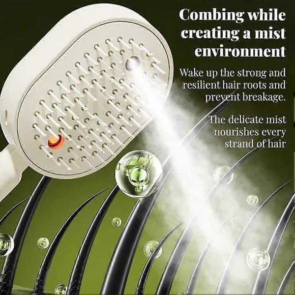 Elektrisk sprayhårbørste - Æterisk oliediffusor Hovedbundsmassager Antistatisk white