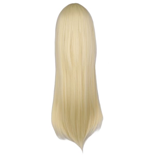 Wekity 80 cm vacker och charmig cosplay-peruk med rakt hår, ljusguld