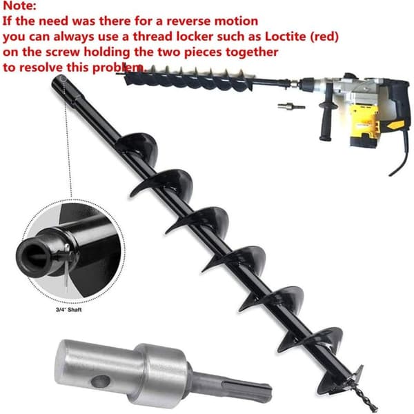 Garden Auger Electric Drill Adapter for Cordless and Drills, SDS Plus Keyless Threaded Chuck Round Shank Adapter Impact Driver
