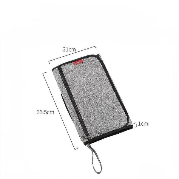 Portable Three-in-One Diaper Waterproof Pad Multifunctional Changing Table, Storage Bag - Grey grey 33.5X21X1cm