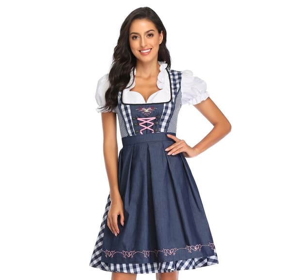 Dirndl med forklæde til Oktoberfest - Bayersk traditionel kjole til kvinder M