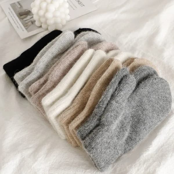 Vinter Varma Plys Handsker Elastiske Bløde Fuld Finger Lysegrå 21,5*7,5cm camel