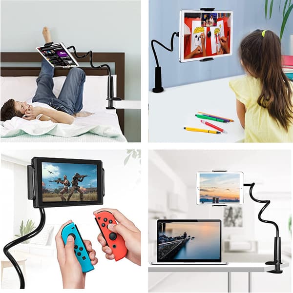 Svanehals tabletstativ til sengen - 360° fleksibel arm - Kompatibel med iPad Mini, Pro, Air, Switch, Samsung Galaxy Tab 4.7 til 10.1