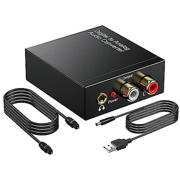 DAC 192KHz Digital til Analog Lydkonverter, Toslink Optisk til 3,5 mm Adapter til PS 4 HD DVD Hjem