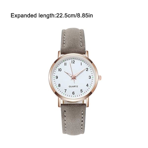 Dame Quartz Analog Armbåndsur Grå, Mode Læderrem Dameur Klassisk Casual Stil Grey