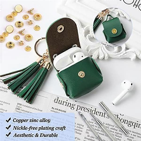 Leather Snap Fasteners Kit, 120 Sets Metal Snaps with 6 Mounting Tools, for Clothing As shown