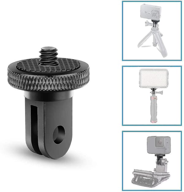 Stativadapter Kamerafeste Tilbehør Aluminiumadapter Montering af Kameraer til GoPro-feste og Andre Actionkameraer (2-pak, Sort)