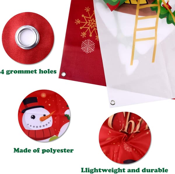 Glædelig jul banner ekstra stort juleskilt 180 cm x 115 cm julebaggrundsbanner til julehuset