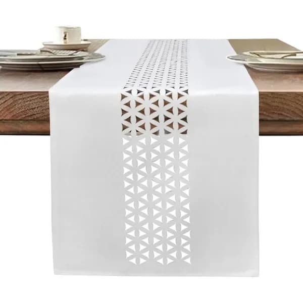Link Modern White Table Runner Chemin 183 x 35 cm Tablecloth Combines Appearance & Washability for Dining Table Decoration, Restaurant, Christmas Party.