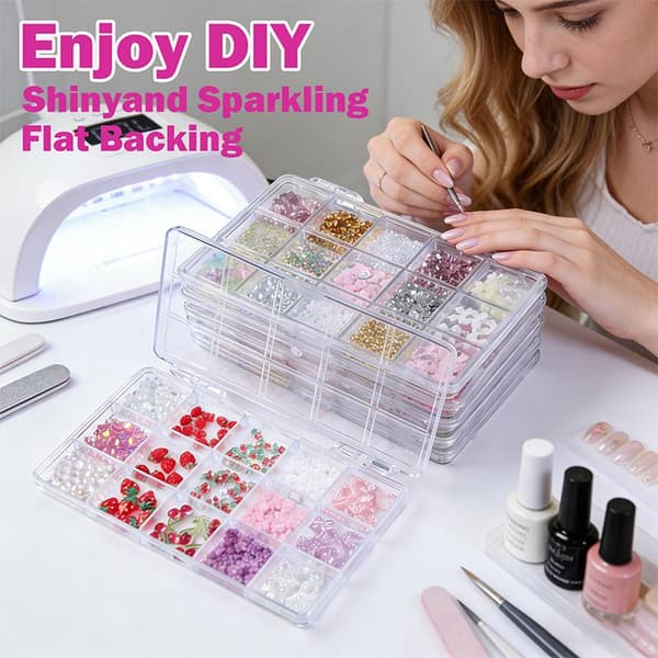 3D Neglekunstdekorasjonssett Harpiksrosetter Perleformer DIY-utsmykning 2