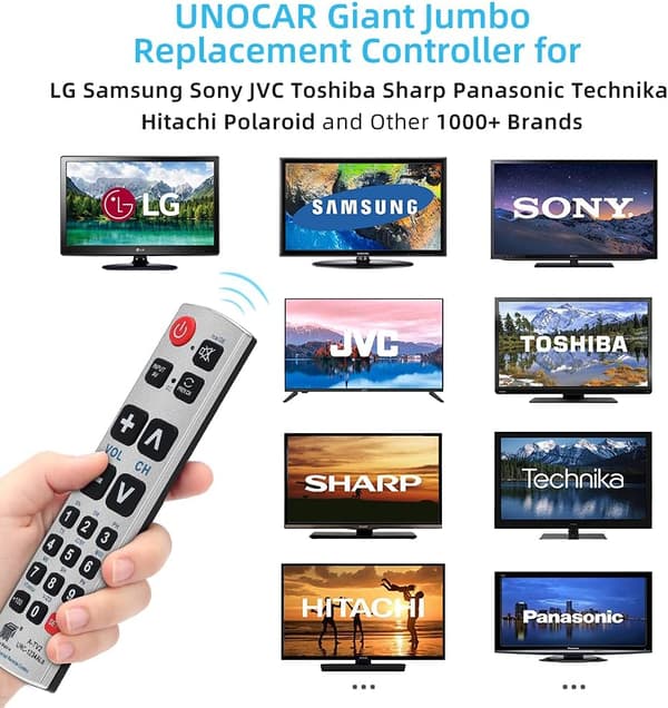 Seniors Elderly Large Button Universal Remote Control Compatible with Extra Large Jumbo Giant Remote Control, Simple & Easy to Use