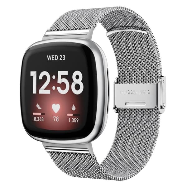 Milanesisk Mesh Armbånd Fitbit Versa 4/Sense 2 Sølv