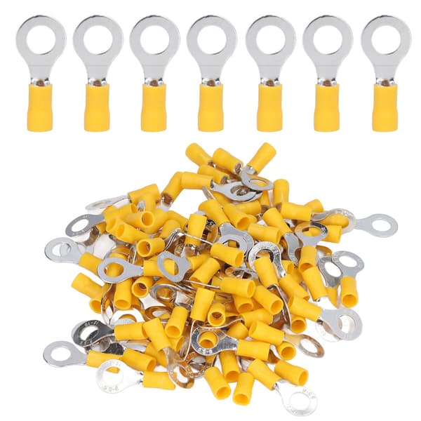 100 Pcs Insulated Ring Terminals Electrical Wire Crimp Connectors Copper AWG12-10 RV5.5-8