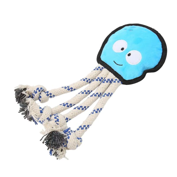 Squeaky Dog Toy Interactive Reduce Boredom Octopus Dog Toy with Rope for Dogs Chewing Biting Training