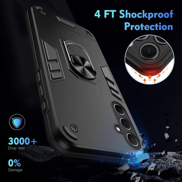 Case for Samsung Galaxy A56 5G PC TPU Shockproof Phone Cover with Ring Stand Green