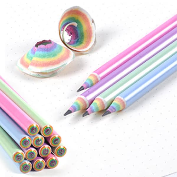 Rainbow Pencils for Kids, Primary School Writing and Drawing Pencils, Roller Pencils 12-Pack