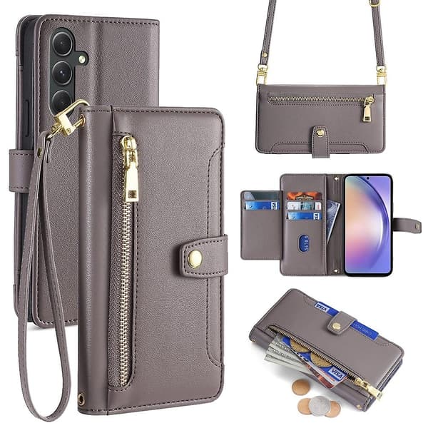 Pungcover med lynlås til Samsung Galaxy A54 5G Grey
