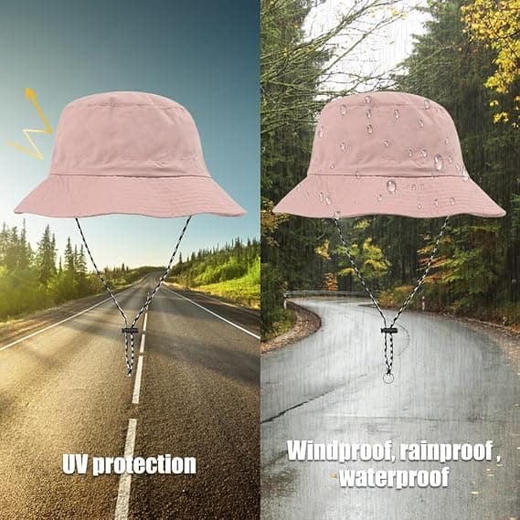 Women's Packable Sun Hat UPF 50+ - Rainproof Bucket Hat - Quick-Drying & Breathable - For Beach, Pool & Travel - Pink