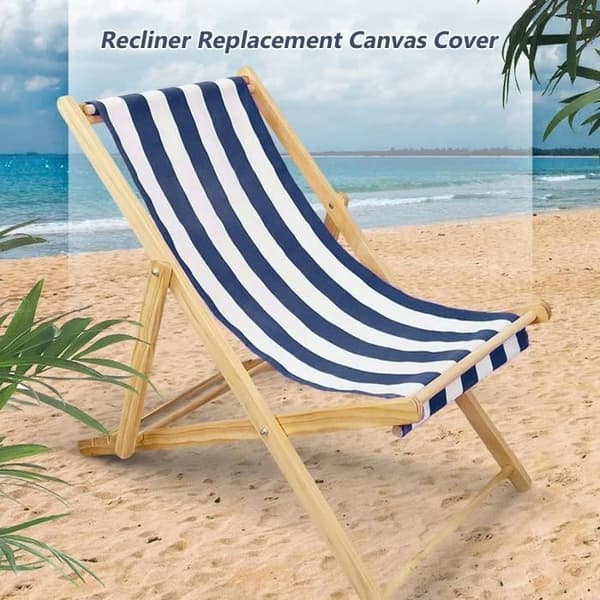 Beach chair cover, replacement fabric for blue and white striped beach chair, replacement cloth