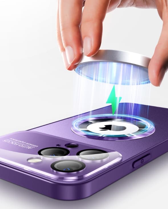 MagSafe magnetisk telefondeksel med integrert linsedeksel for iPhone 16 Plus Dark Purple