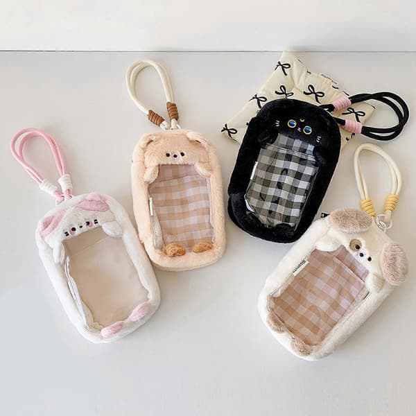 Durable Plush Toy Storage Bag with Dog Cutout Pattern Safe Materials for Child Development and Family Activities Brown