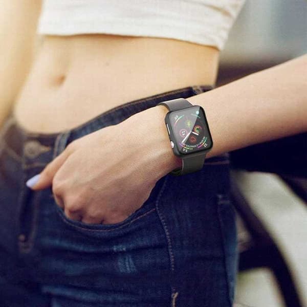 2-PACK Apple Watch 7 / 8 / 9 (41mm) Shock-Absorbing Case 9H Tempered Glass 2in1 Rosenguld