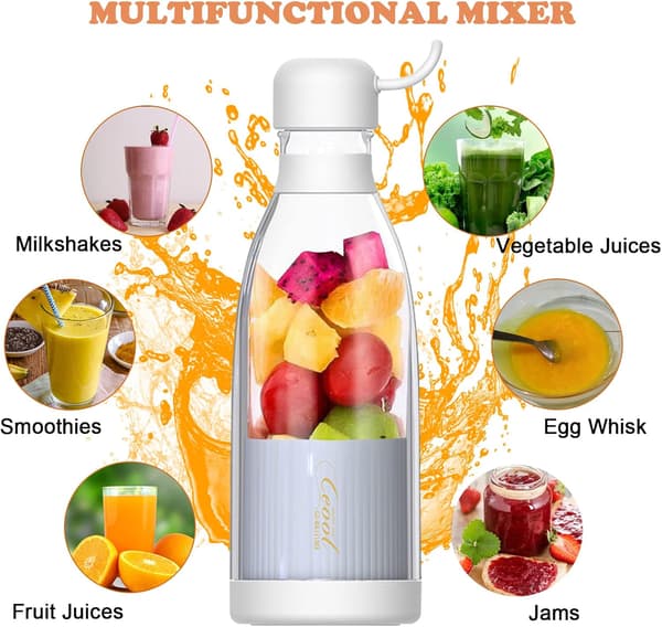 Mini Blender for Fresh Juices and Smoothies, Portable Multifunctional USB Rechargeable Blender