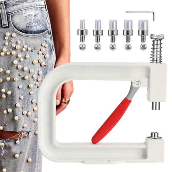 Pearl Machine Pearl Mounting Machine Pearl Mounting Tool 15 cm DIY Hand Tool Hand Press Tool For Attaching Pearl Buttons White