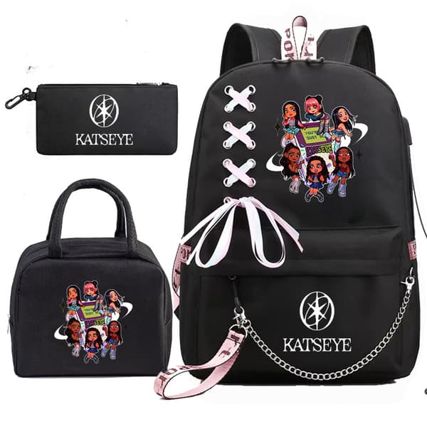 Katseye Backpack, Shoulder Bag, and Pencil Case for Junior and Senior High School Students (3-Piece) 2