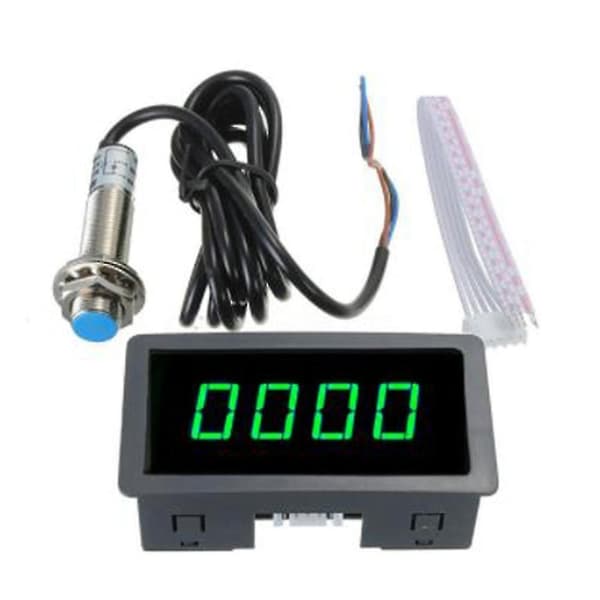 4 Digital LED Display Tachometer RPM Speedometer High Precision Tachometer with Hall Proximity Switch Sensor NPN black