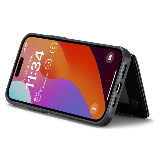 CASEME iPhone 15 Pro Case RFID Kickstand Wallet Black 78