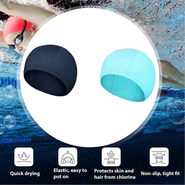 Elegante badehætter, ergonomisk designet for optimal pasform, 2-pak i havblå og marineblå