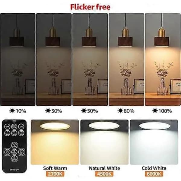 2 E14 Rechargeable LED Bulbs 2500MAH Tri-color Dimmable with Remote Control 2pcs