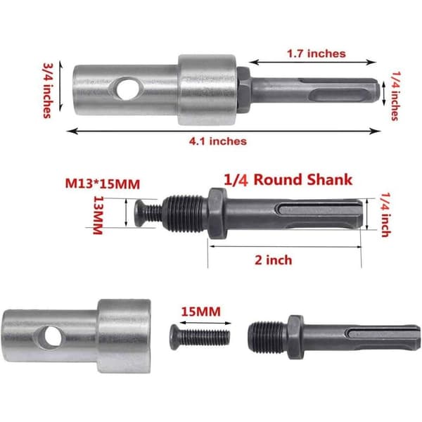 Garden Auger Electric Drill Adapter for Cordless and Drills, SDS Plus Keyless Threaded Chuck Round Shank Adapter Impact Driver