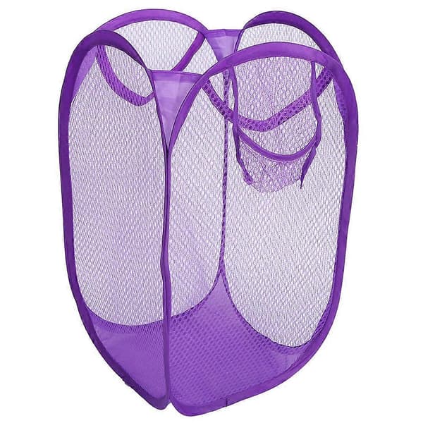 Portable Laundry Hamper for Dirty Clothes, Foldable Household Storage Basket, Purple