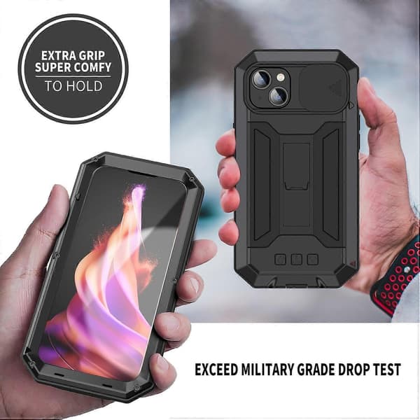Sliding Camera IP54 Life Waterproof Holder Mobile Case Black Black For iPhone 15