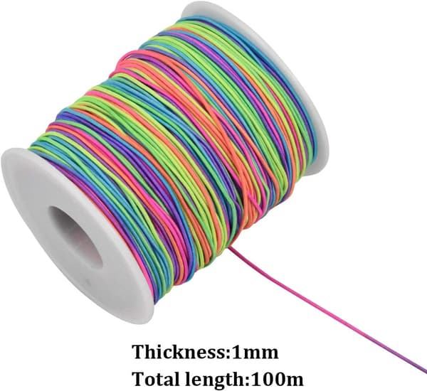 Elastic Cord Bead Thread Wire Stretch Fabric Craft String 1mm Rainbow Beading Cord for DIY Handmade Jewelry Making Necklace Bracelet