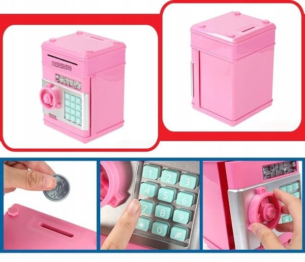 Rosa sparegris safe med PIN-kode