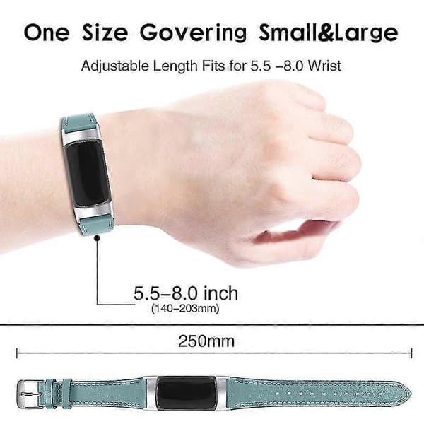 Fitbit Charge 6/5 Ekte Lær Justerbart Armbånd - Premium Lys Rosa Rem Lys Blå Light blue Fitbit Charge 6